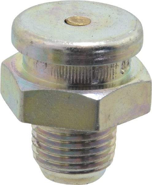 Alemite - Straight Head Angle, 1/8 PTF Button-Head Grease Fitting - 5/8" Hex, 3/4" Overall Height, 11/32" Shank Length, 6,000 Operating psi, Zinc Plated Finish - Industrial Tool & Supply