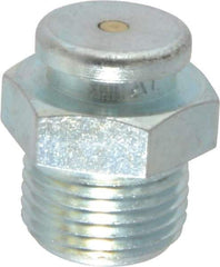 Alemite - Straight Head Angle, 3/8 NPTF Button-Head Grease Fitting - 3/4" Hex, 61/64" Overall Height, 31/64" Shank Length, 6,000 Operating psi, Zinc Plated Finish - Industrial Tool & Supply