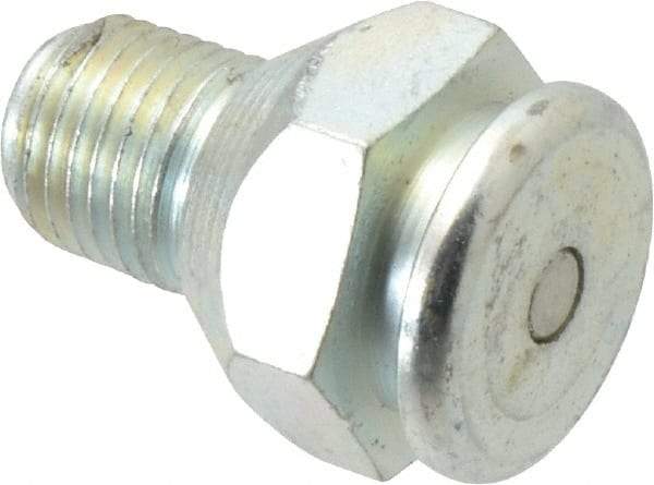 Alemite - Straight Head Angle, 1/4 NPTF Button-Head Grease Fitting - 7/8" Hex, 1-1/4" Overall Height, 1/2" Shank Length, 15,000 Operating psi, Zinc Plated Finish - Industrial Tool & Supply