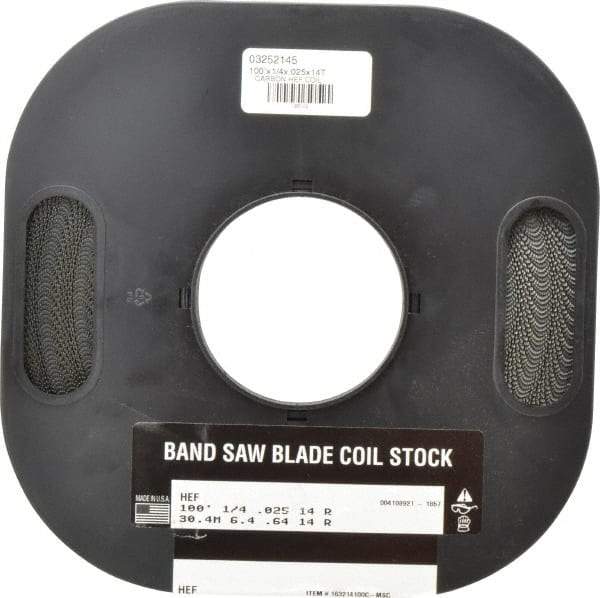 M.K. MORSE - 1/4" x 100' x 0.025" Carbon Steel Band Saw Blade Coil Stock - 14 TPI, Toothed Edge, Raker Set, Flexible Back, Constant Pitch, - Industrial Tool & Supply