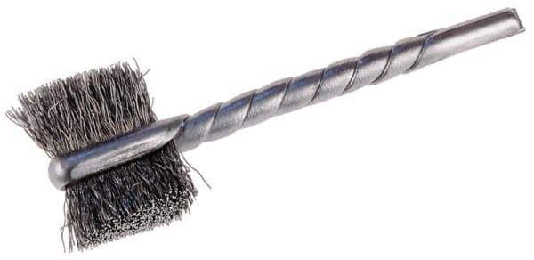 Osborn - 1-1/8" Diam Flat Steel Tube Brush - 0.005" Filament Diam, 5/8" Brush Length, 2-1/4" OAL, 1/8" Diam Shank - Industrial Tool & Supply