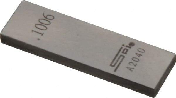 SPI - 0.1006" Rectangular Steel Gage Block - Accuracy Grade 0, Includes NIST Traceability Certification - Industrial Tool & Supply