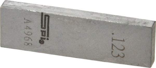 SPI - 0.123" Rectangular Steel Gage Block - Accuracy Grade 0, Includes NIST Traceability Certification - Industrial Tool & Supply