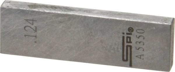 SPI - 0.124" Rectangular Steel Gage Block - Accuracy Grade 0, Includes NIST Traceability Certification - Industrial Tool & Supply