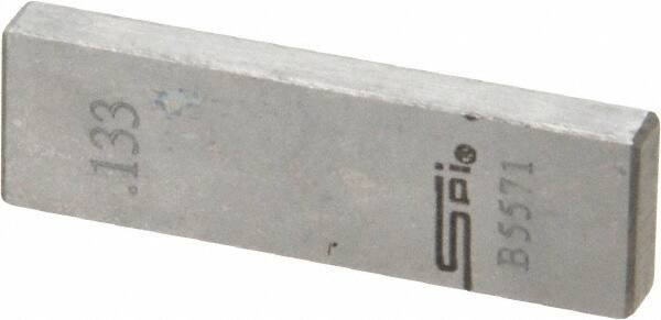 SPI - 0.133" Rectangular Steel Gage Block - Accuracy Grade 0, Includes NIST Traceability Certification - Industrial Tool & Supply