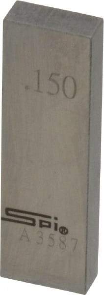 SPI - 0.15" Rectangular Steel Gage Block - Accuracy Grade 0, Includes NIST Traceability Certification - Industrial Tool & Supply