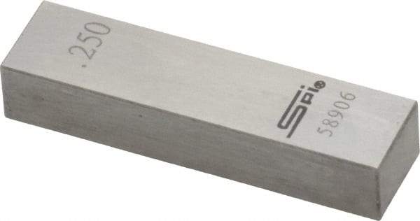 SPI - 0.25" Rectangular Steel Gage Block - Accuracy Grade 0, Includes NIST Traceability Certification - Industrial Tool & Supply