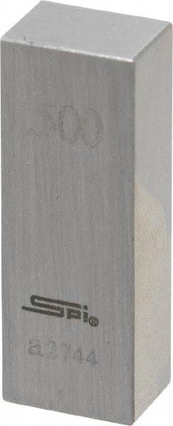 SPI - 0.5" Rectangular Steel Gage Block - Accuracy Grade 0, Includes NIST Traceability Certification - Industrial Tool & Supply
