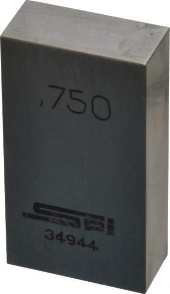 SPI - 0.75" Rectangular Steel Gage Block - Accuracy Grade 0, Includes NIST Traceability Certification - Industrial Tool & Supply