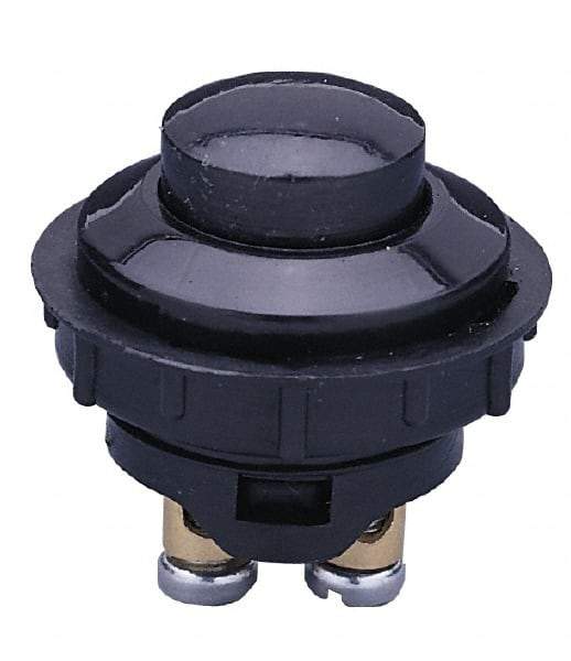 Gardner Bender - 12 Volt, 20 Amp, 1 Hole Diam, Euro Pushbutton Switch - Momentary On Sequence, 1 Switch, Black - Industrial Tool & Supply