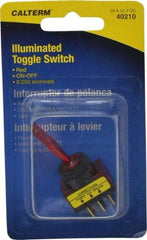 Gardner Bender - 2 Position, 12 Volt, 20 Amp, 1/2 Hole Diam, Glow Toggle Switch - On Off Sequence, 1 Switch, Red - Industrial Tool & Supply
