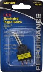 Gardner Bender - 2 Position, 12 Volt, 16 Amp, 1/2 Hole Diam, Red LED Glow Dot Toggle Switch - On Off Sequence, 1 Switch, Black - Industrial Tool & Supply