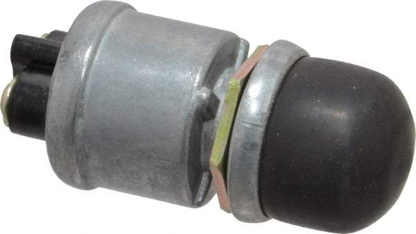 Gardner Bender - 12 Volt, 60 Amp, 5/8 Hole Diam, Heavy Duty Pushbutton Switch - Momentary On Starter Switch Sequence, 1 Switch, Black & Silver - Industrial Tool & Supply