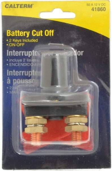 Gardner Bender - 2 Position, 12 Volt, 50 Amp, 1/2 Hole Diam, Battery Cutoff Switch - On Off Sequence, 1 Switch, Red/Black - Industrial Tool & Supply