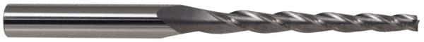 Accupro - 0.5° Taper Angle per Side, 1/4" Small End Diam, 3/4" LOC, Solid Carbide 3 Flute Tapered Ball End Mill - 2-1/2" OAL, 5/16" Shank Diam - Industrial Tool & Supply