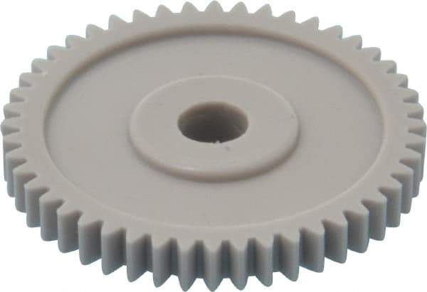 Made in USA - 32 Pitch, 1-1/2" Pitch Diam, 1-9/16" OD, 48 Tooth Spur Gear - 3/16" Face Width, 1/4" Bore Diam, 5/8" Hub Diam, 20° Pressure Angle, Acetal - Industrial Tool & Supply