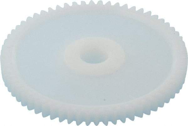 Made in USA - 32 Pitch, 2" Pitch Diam, 2-1/16" OD, 64 Tooth Spur Gear - 3/16" Face Width, 5/16" Bore Diam, 43/64" Hub Diam, 20° Pressure Angle, Acetal - Industrial Tool & Supply