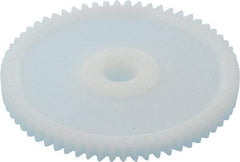 Made in USA - 32 Pitch, 2" Pitch Diam, 2-1/16" OD, 64 Tooth Spur Gear - 3/16" Face Width, 5/16" Bore Diam, 43/64" Hub Diam, 20° Pressure Angle, Acetal - Industrial Tool & Supply