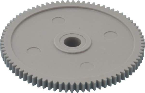 Made in USA - 32 Pitch, 2-1/2" Pitch Diam, 2-9/16" OD, 80 Tooth Spur Gear - 3/16" Face Width, 5/16" Bore Diam, 13/16" Hub Diam, 20° Pressure Angle, Acetal - Industrial Tool & Supply