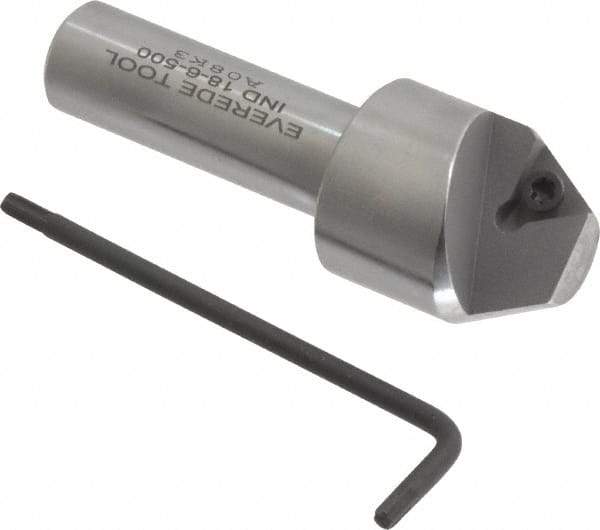 Everede Tool - 60° Included Angle, 0.838" Max Cut Diam, 7/8" Body Diam, 1/2" Shank Diam, 2-1/2" OAL, Indexable Countersink - 1 Triangle Insert, TPGH 215 Insert Style, Series IND - Industrial Tool & Supply