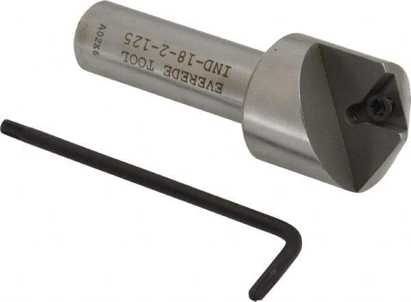 Everede Tool - 120° Included Angle, 0.741" Max Cut Diam, 7/8" Body Diam, 1/2" Shank Diam, 2-1/2" OAL, Indexable Countersink - 1 Triangle Insert, TPGH 215 Insert Style, Series IND - Industrial Tool & Supply