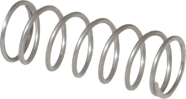 Value Collection - 0.36" OD, 0.032" Wire, 1" Free Length, Compression Spring - 5.92 Lb Spring Rating, Stainless Steel - Industrial Tool & Supply
