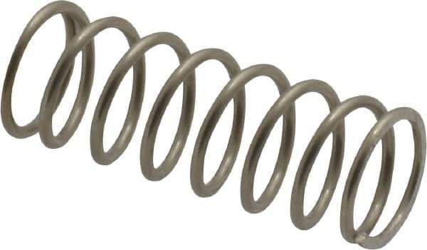Value Collection - 0.36" OD, 0.035" Wire, 1" Free Length, Compression Spring - 9.32 Lb Spring Rating, Stainless Steel - Industrial Tool & Supply
