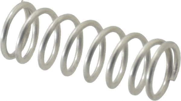 Value Collection - 0.36" OD, 0.041" Wire, 1" Free Length, Compression Spring - 13.77 Lb Spring Rating, Stainless Steel - Industrial Tool & Supply