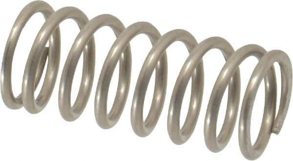 Value Collection - 0.42" OD, 0.047" Wire, 1" Free Length, Compression Spring - 17.57 Lb Spring Rating, Stainless Steel - Industrial Tool & Supply