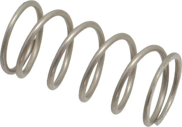 Value Collection - 0.48" OD, 0.041" Wire, 1" Free Length, Compression Spring - 8.77 Lb Spring Rating, Stainless Steel - Industrial Tool & Supply