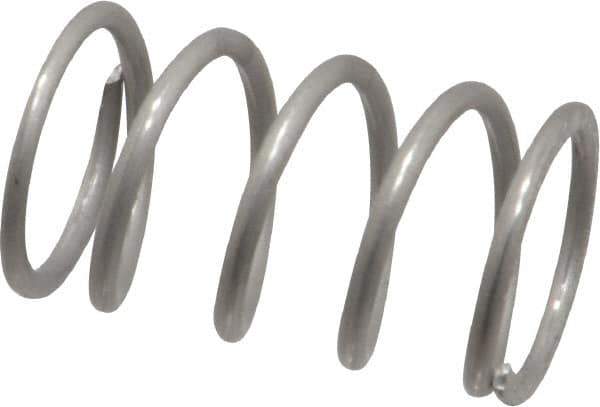 Value Collection - 0.6" OD, 0.062" Wire, 1" Free Length, Compression Spring - 26.49 Lb Spring Rating, Stainless Steel - Industrial Tool & Supply