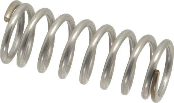 Value Collection - 0.6" OD, 0.072" Wire, 1-1/2" Free Length, Compression Spring - 29.9 Lb Spring Rating, Stainless Steel - Industrial Tool & Supply