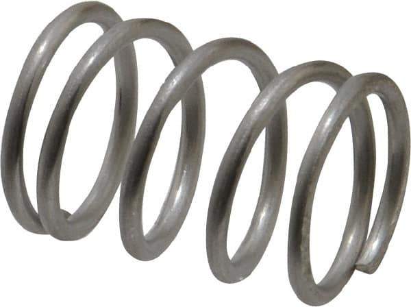 Value Collection - 0.72" OD, 0.072" Wire, 1" Free Length, Compression Spring - 34.28 Lb Spring Rating, Stainless Steel - Industrial Tool & Supply
