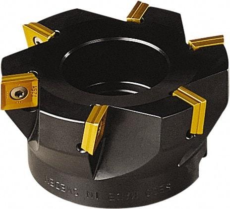 Seco - 8 Inserts, 100mm Cut Diam, 32mm Arbor Diam, 11mm Max Depth of Cut, Indexable Square-Shoulder Face Mill - 90° Lead Angle, 50mm High, SONX 1205 Insert Compatibility, Series Midi Square - Industrial Tool & Supply