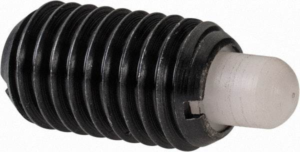 Gibraltar - M12 x 1.75, 20.5mm Thread Length, 6.5mm Plunger Projection, Steel Threaded Spring Plunger - 6.3mm Max Plunger Diam, 1.13 Kg Init End Force, 6.8 Kg Final End Force - Industrial Tool & Supply