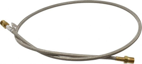Made in USA - 48" OAL, 1/4" ID, 3,000 Max psi, Flexible Metal Hose Assembly - Industrial Tool & Supply