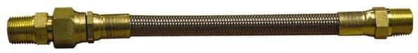 Made in USA - 12" OAL, 5/16" ID, 2,500 Max psi, Flexible Metal Hose Assembly - 3/8" Fitting, Male Pipe Union x Male Pipe End Connections, Stainless Steel Fitting, 304 Stainless Steel Braid over PTFE Hose - Industrial Tool & Supply