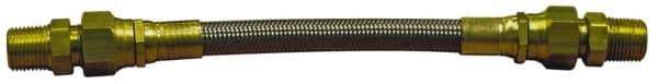 Made in USA - 48" OAL, 5/16" ID, 2,500 Max psi, Flexible Metal Hose Assembly - 3/8" Fitting, Male Coupling x Male Coupling End Connections, Brass Fitting, 304 Stainless Steel Hose - Industrial Tool & Supply