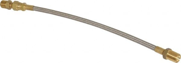 Made in USA - 12" OAL, 1/4" ID, 3,000 Max psi, Flexible Metal Hose Assembly - Industrial Tool & Supply