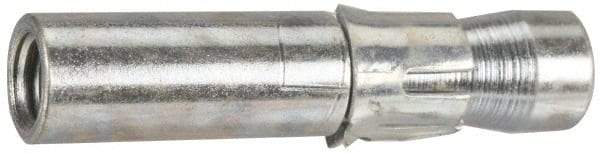 Wej-It - 1-1/4" Diam, 1-1/4" Drill, 5" OAL, 1/2" Min Embedment Drop-In Concrete Anchor - 12L14 Steel, Zinc-Plated Finish, Hex Nut Head, Hex Drive, 1-1/2" Thread Length - Industrial Tool & Supply