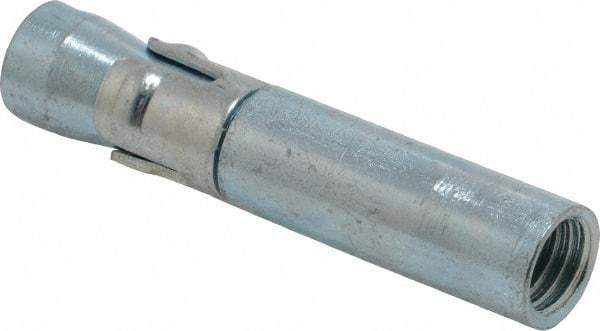 Wej-It - 5/8" Diam, 5/8" Drill, 3-3/32" OAL, 1/2" Min Embedment Drop-In Concrete Anchor - 12L14 Steel, Zinc-Plated Finish, Hex Nut Head, Hex Drive, 1-1/2" Thread Length - Industrial Tool & Supply