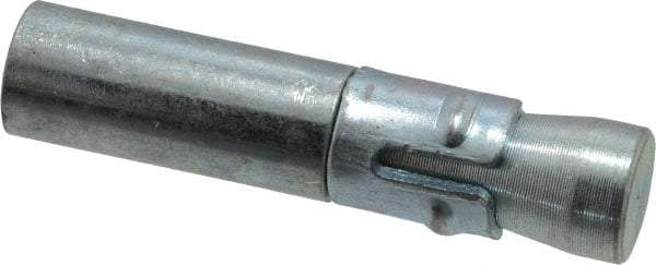 Wej-It - 1/2" Diam, 1/2" Drill, 2-5/16" OAL, 1/2" Min Embedment Drop-In Concrete Anchor - 12L14 Steel, Zinc-Plated Finish, Hex Nut Head, Hex Drive, 1-1/16" Thread Length - Industrial Tool & Supply