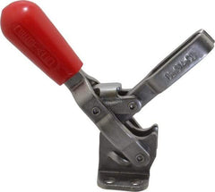 De-Sta-Co - 250 Lb Holding Capacity, Vertical Handle, Manual Hold Down Toggle Clamp - 65° Handle Movement, 105° Bar Opening, U-Bar, Flanged Base, Electro-Plated Zinc, Stainless Steel - Industrial Tool & Supply