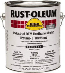 Rust-Oleum - 1 Gal Gloss Safety Blue Urethane Mastic - 162 to 274 Sq Ft/Gal Coverage, <340 g/L VOC Content, Direct to Metal - Industrial Tool & Supply