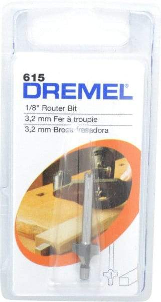 Dremel - 1/8" Diam, 1.2" Overall Length, High Speed Steel, Round-Over, Edge Profile Router Bit - 1/8" Shank Diam x 0.4" Shank Length, Uncoated - Industrial Tool & Supply