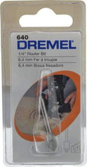 Dremel - 1/4" Diam, 1.2" Overall Length, High Speed Steel, V-Groove, Edge Profile Router Bit - 1/8" Shank Diam x 0.4" Shank Length, Uncoated - Industrial Tool & Supply