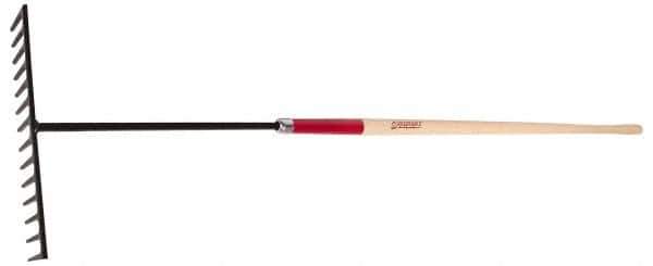 Razor-Back - Asphalt Rake with 78" Straight Wood Handle - 17" Blade Width, 14 Tines, 4" Tine Length - Industrial Tool & Supply