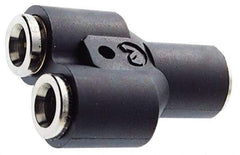 Norgren - 5/16" Outside Diam, Nickel Plated Brass Push-to-Connect Union Y - 260 Max psi, Tube to Tube Connection, Nitrile O-Ring - Industrial Tool & Supply