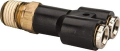 Norgren - 1/4 NPTF, Nickel Plated Brass Push-to-Connect Tube Parallel Male Swivel Y - 260 Max psi, Tube to Male Connection, Nitrile O-Ring - Industrial Tool & Supply