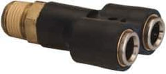 Norgren - 3/8 NPTF, Nickel Plated Brass Push-to-Connect Parallel Male Swivel Y - 260 Max psi, Tube to Male Connection, Nitrile O-Ring - Industrial Tool & Supply
